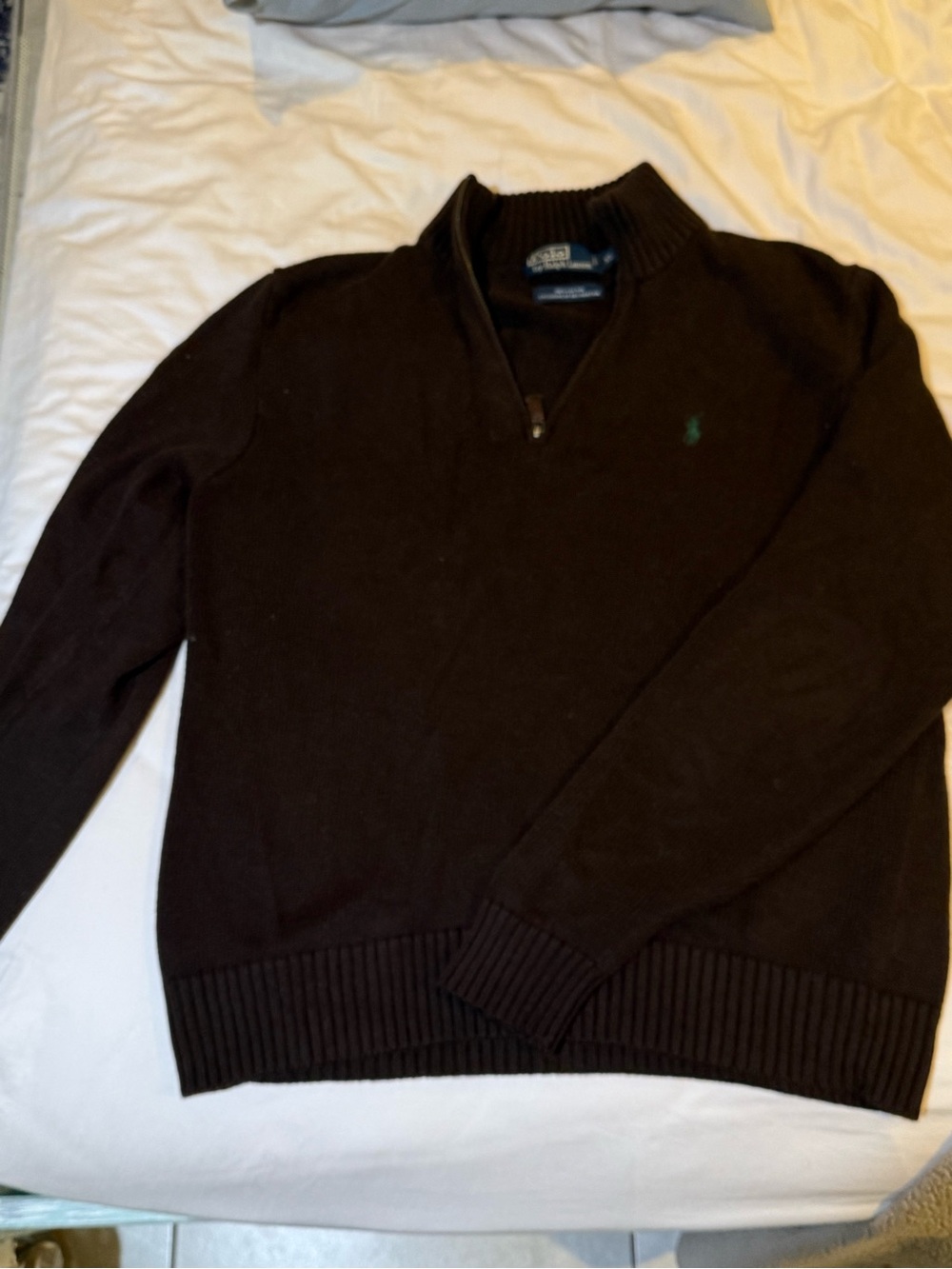 Ralph Lauren Dark Brown Quarter-Zip Polo Sweater